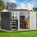8x6ft Steel Storage Shed with Window and Lockable Doors Y1620