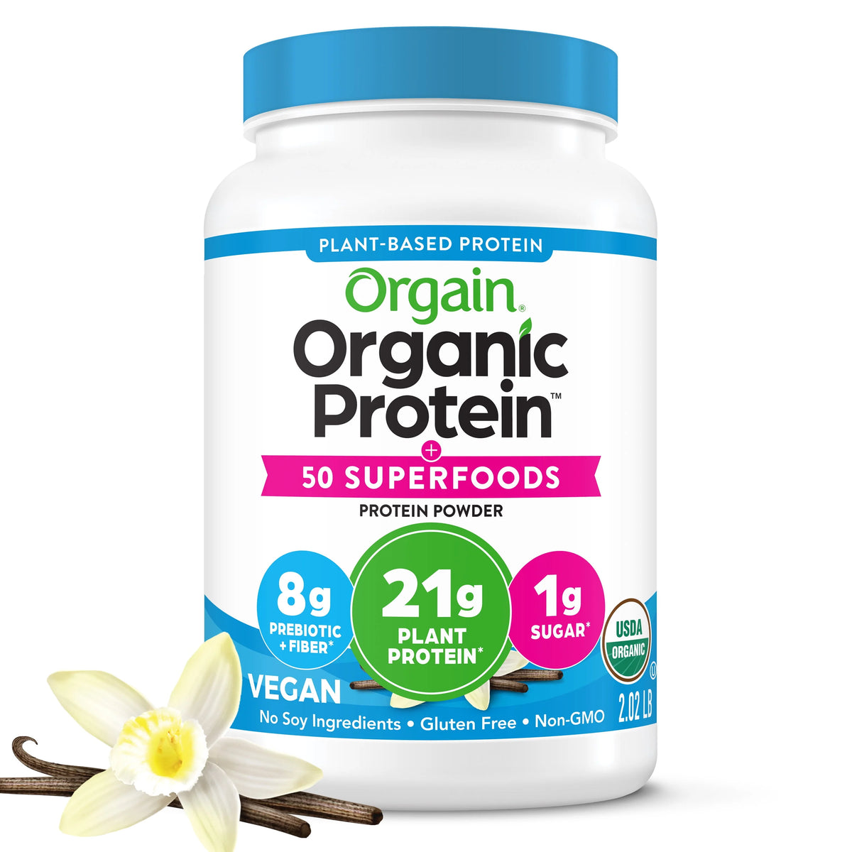 Organic Plant Based Protein Superfoods Powder Vanilla Bean 2.02 lb D931