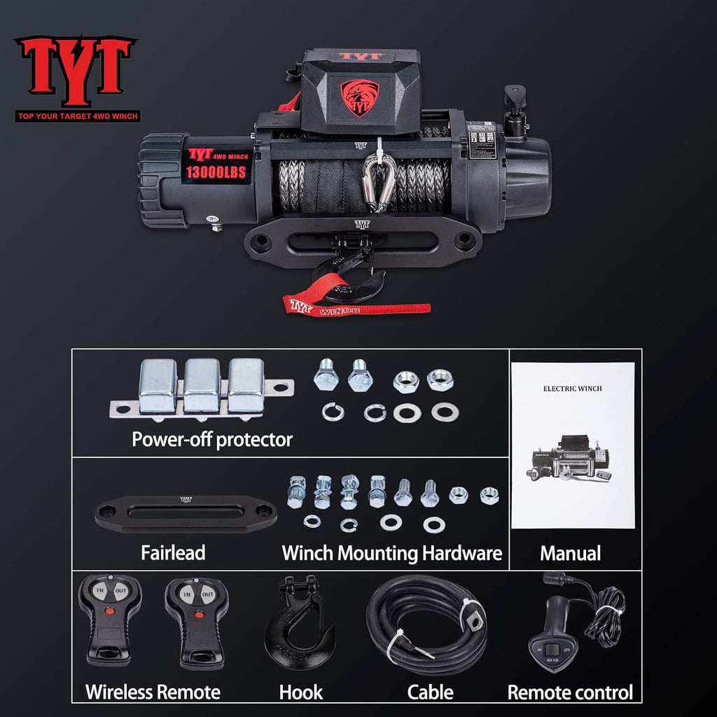 13000 lb. Waterproof Electric Winch with Synthetic Rope A929