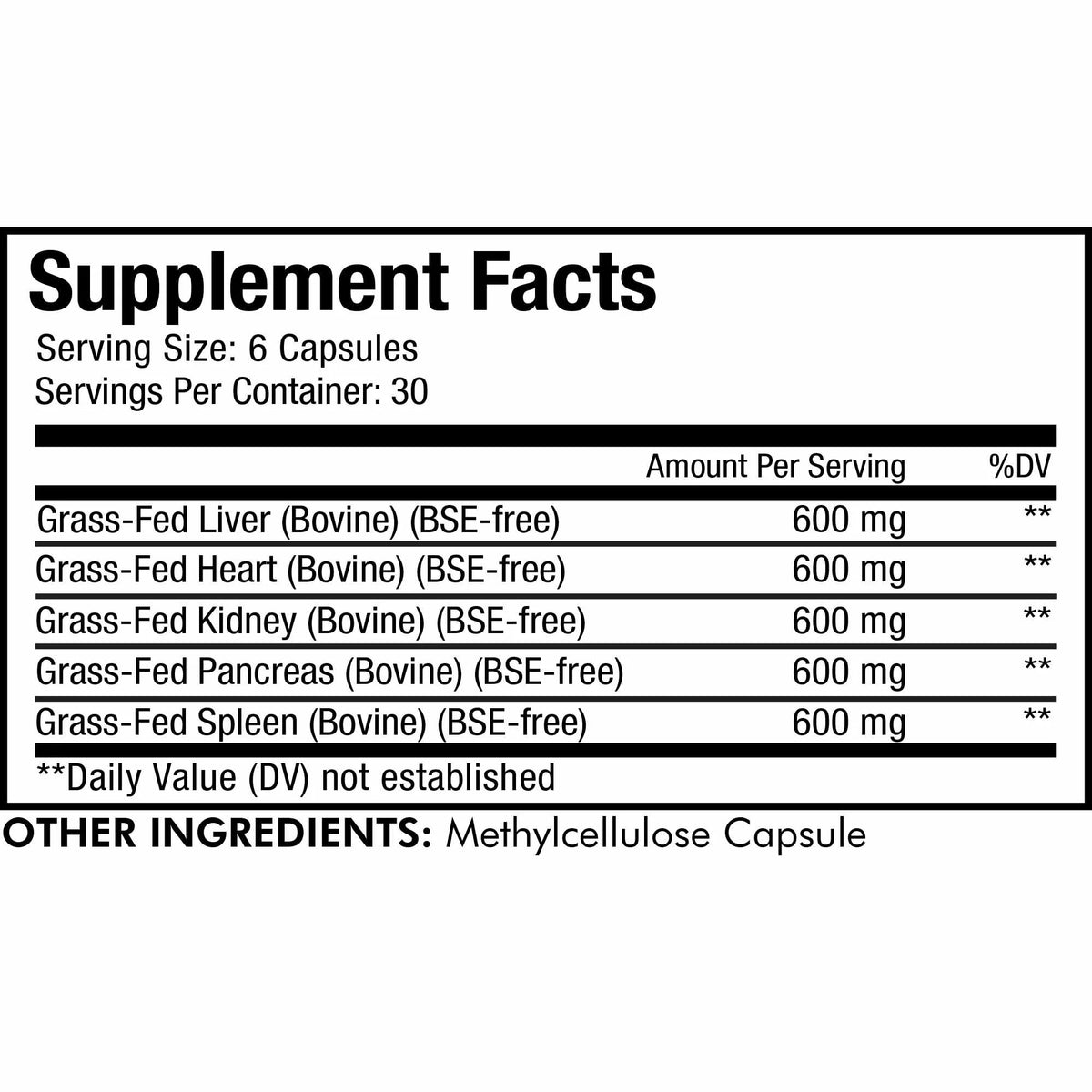 Beef Organs Grass-Fed Freeze-Dried Supplement 180 ct I6357
