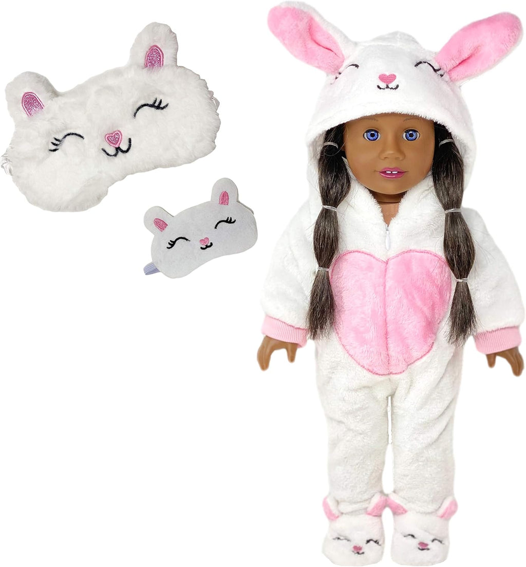 Panda Onesie Pajama with Matching Sleepover Masks for 18 inch Dolls C762
