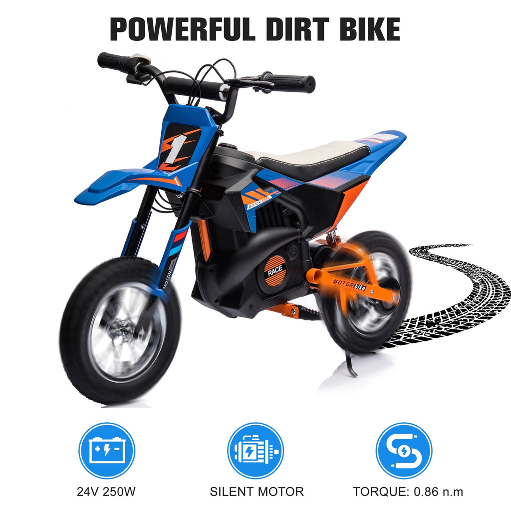24V Electric Dirt Bike Ride On Motorcycle Toy, Blue K23851