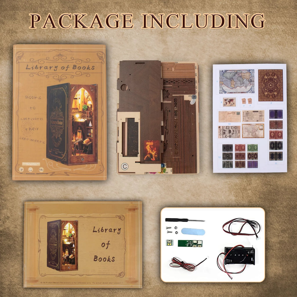Wooden 3D Miniature Book Nook Kit with LED Light U935025