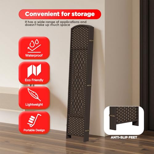 Brown 4 Panel Wooden Folding Room Divider E3840