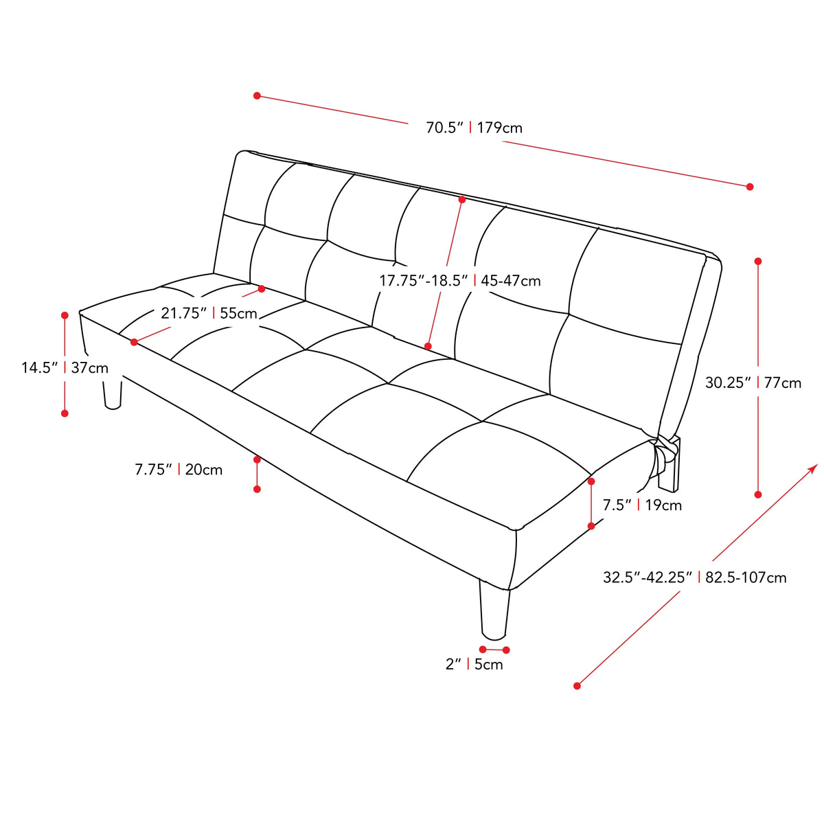 Convertible Futon Sofa Bed with Mattress V476164