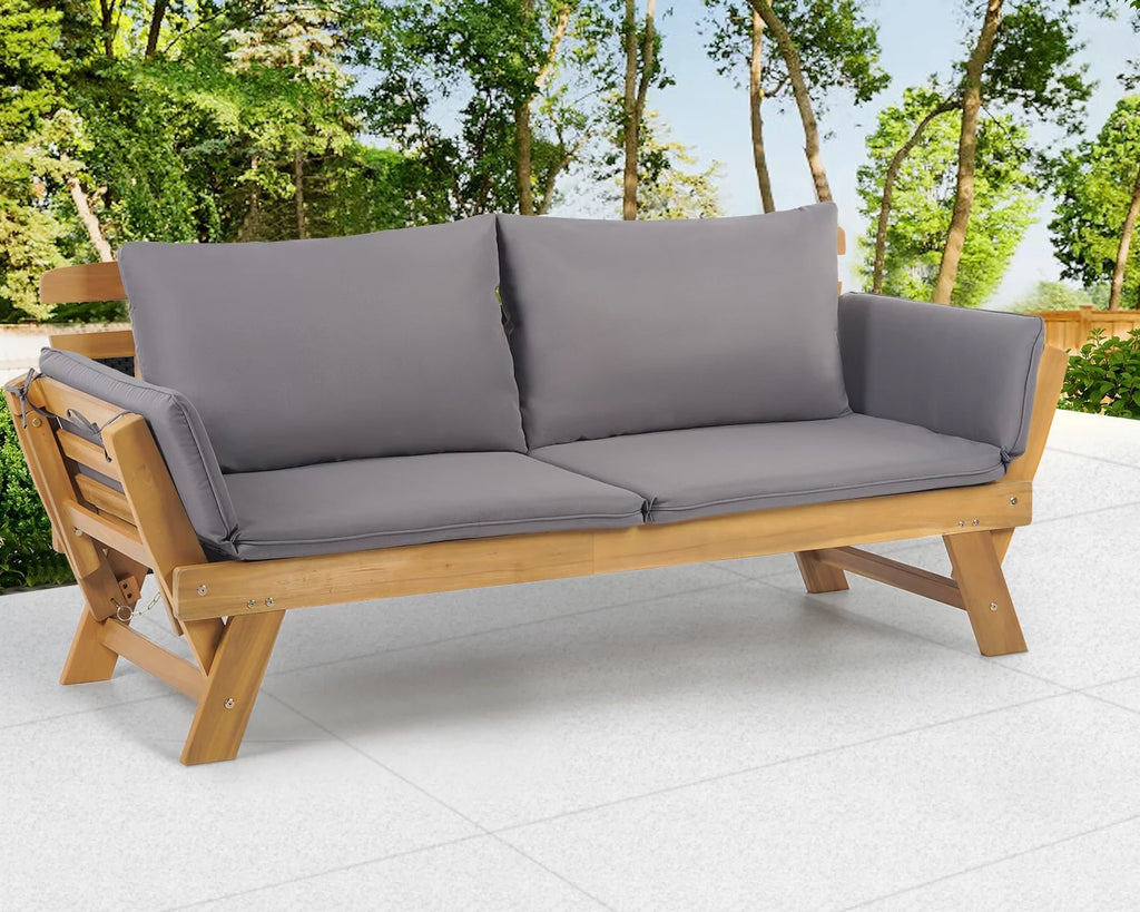 Gray Outdoor Couch Daybed with Cushion and Pillow N413868