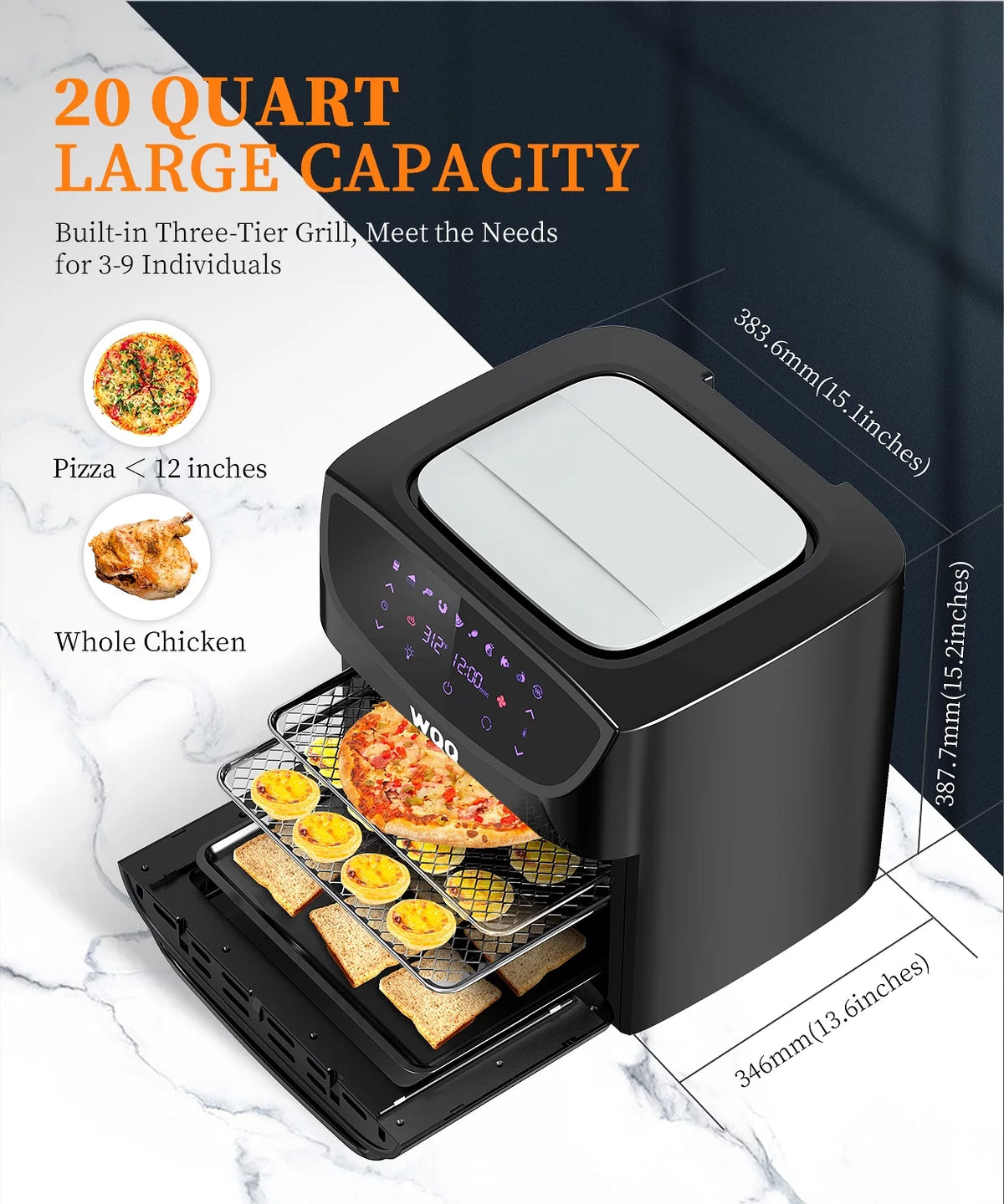 20 Quart 1800W Air Fryer Oven Combo V979
