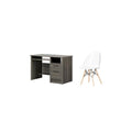 Gravity Gray Maple Desk and 1 White Chair Set V21818