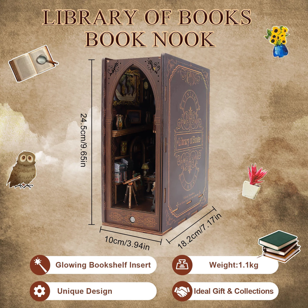 Wooden 3D Miniature Book Nook Kit with LED Light U935025