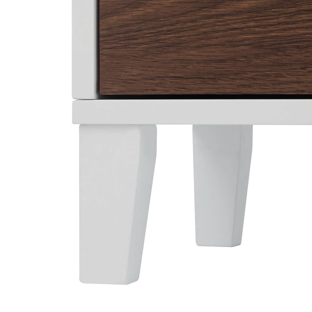 Walnut and White Wooden Linen Tower Cabinet J461062