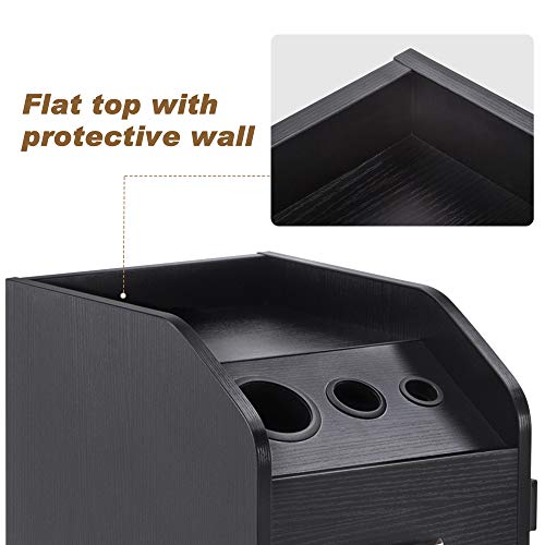 Black Beauty Salon Trolley Storage Cart with Lockable Rolling Wheels L10541