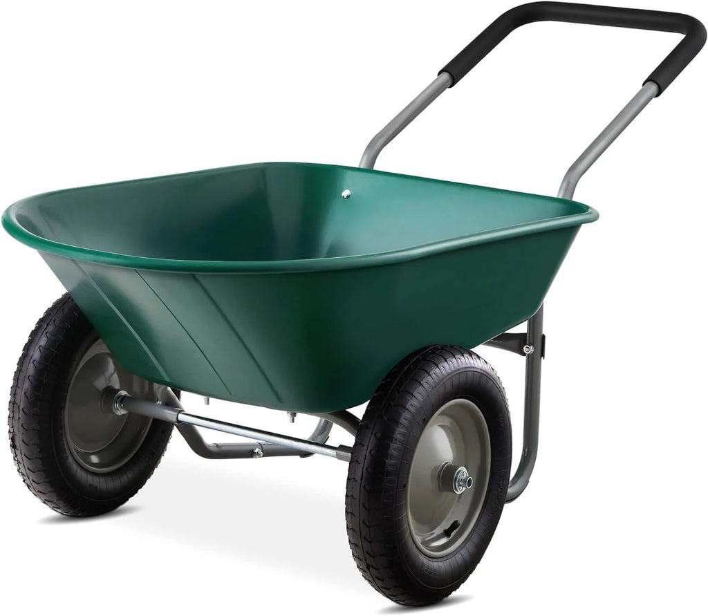 Green Dual-Wheel Wheelbarrow Garden Cart B2711