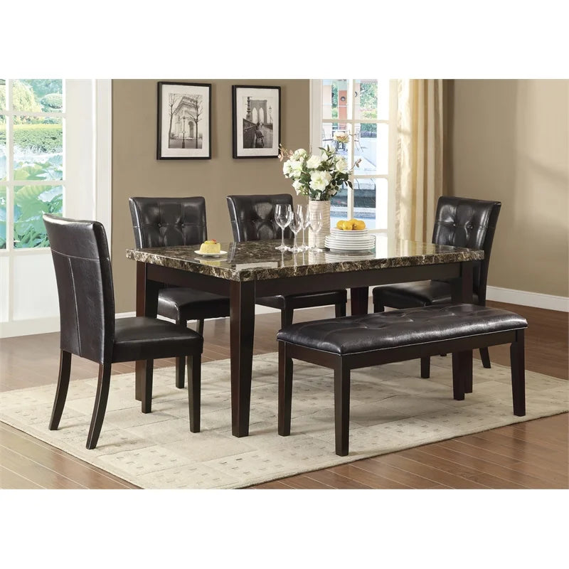 Espresso Faux Marble and Wood Dining Table M40481
