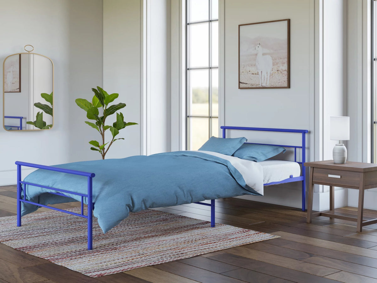 Blue Twin Metal Bed V2259