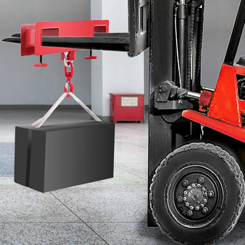 Forklift Lifting Hook, 4400lbs Capacity, Red, with Swivel Hook and Two Large T-Screws I313872