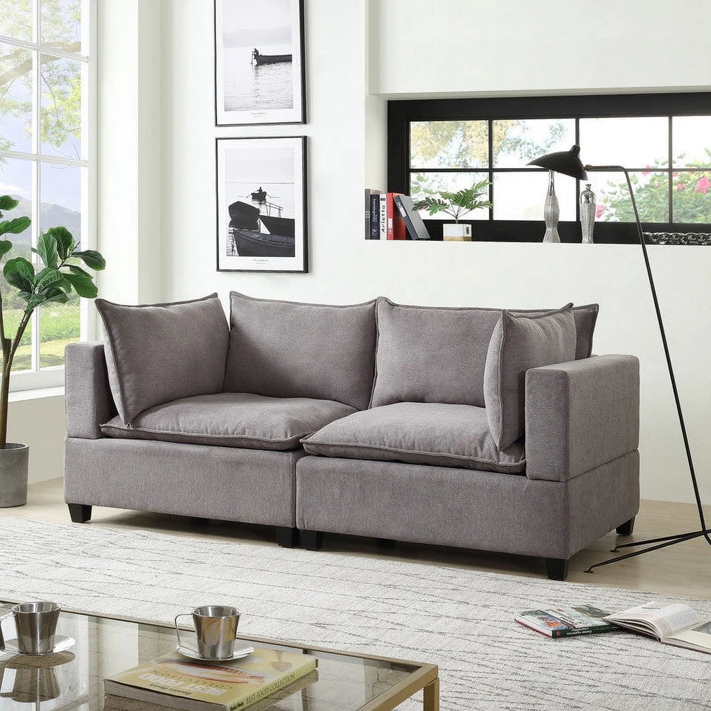 Light Gray Fabric Loveseat L9123