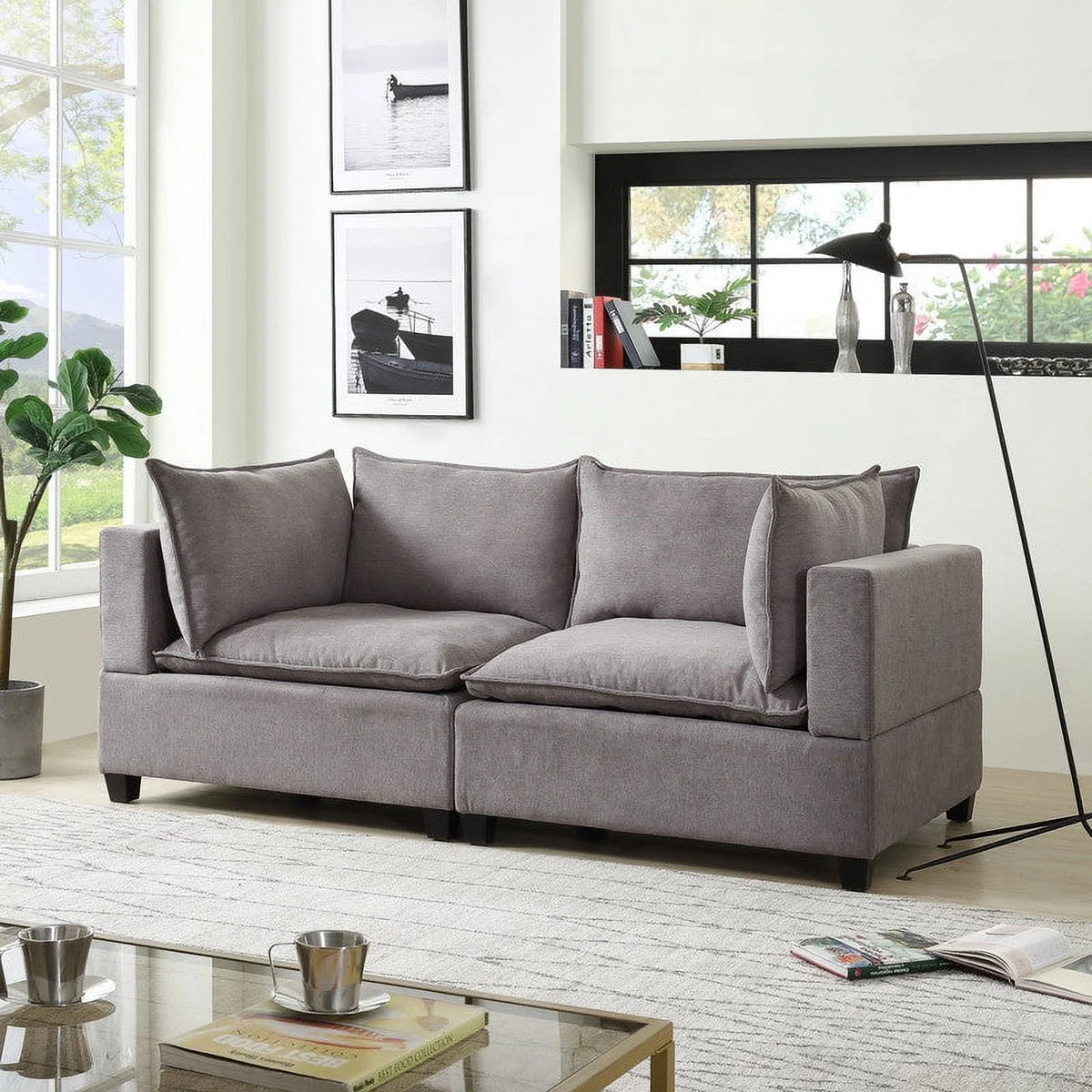 Light Gray Fabric Loveseat L9123