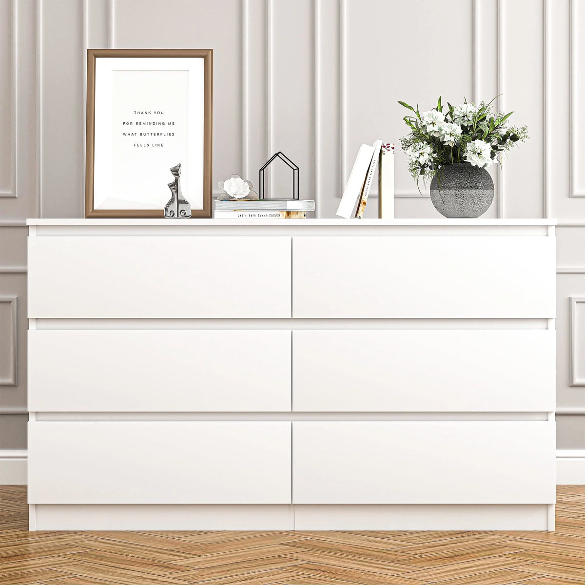 Black 6 Drawer Wood Dresser M543