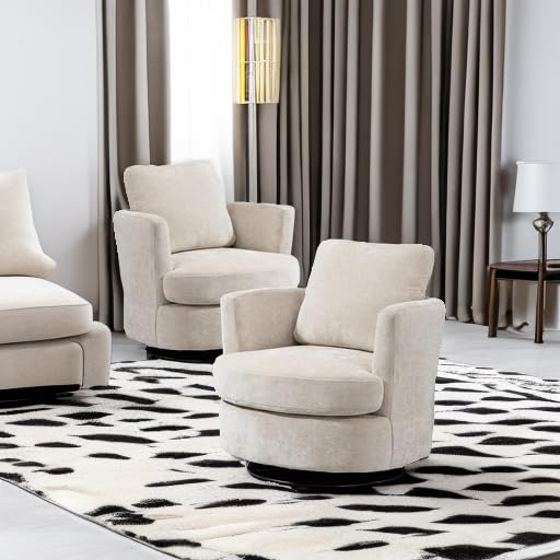 Beige Swivel Barrel Chair Set of 2 M867