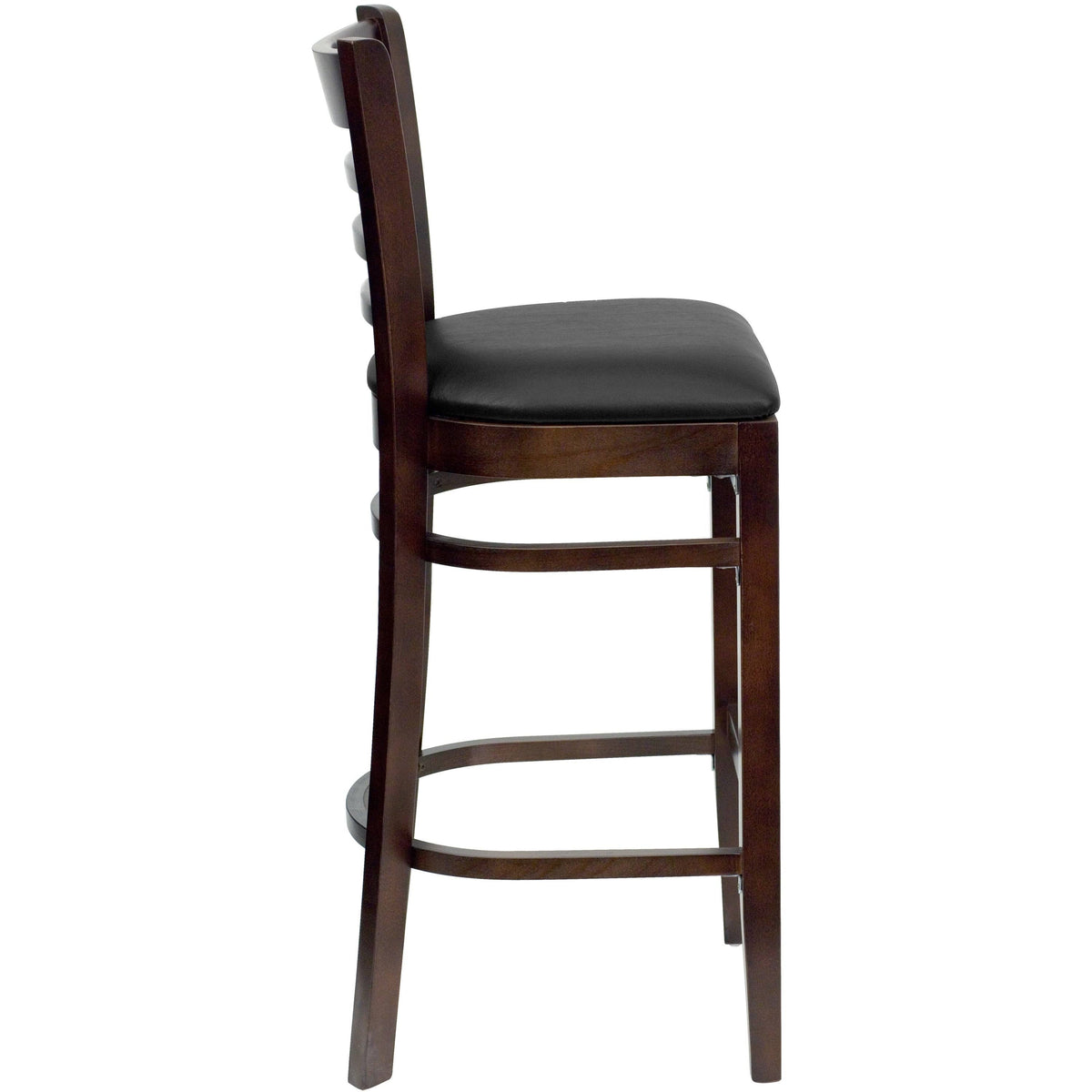 Walnut Wood Vertical Slat Back Wooden Barstool Q9889