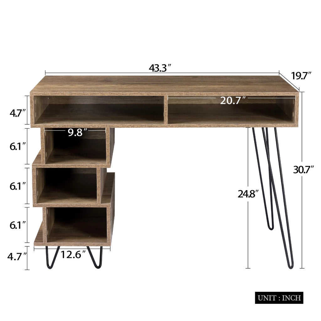 Brown Computer Desk with V-Shaped Iron Leg S86609