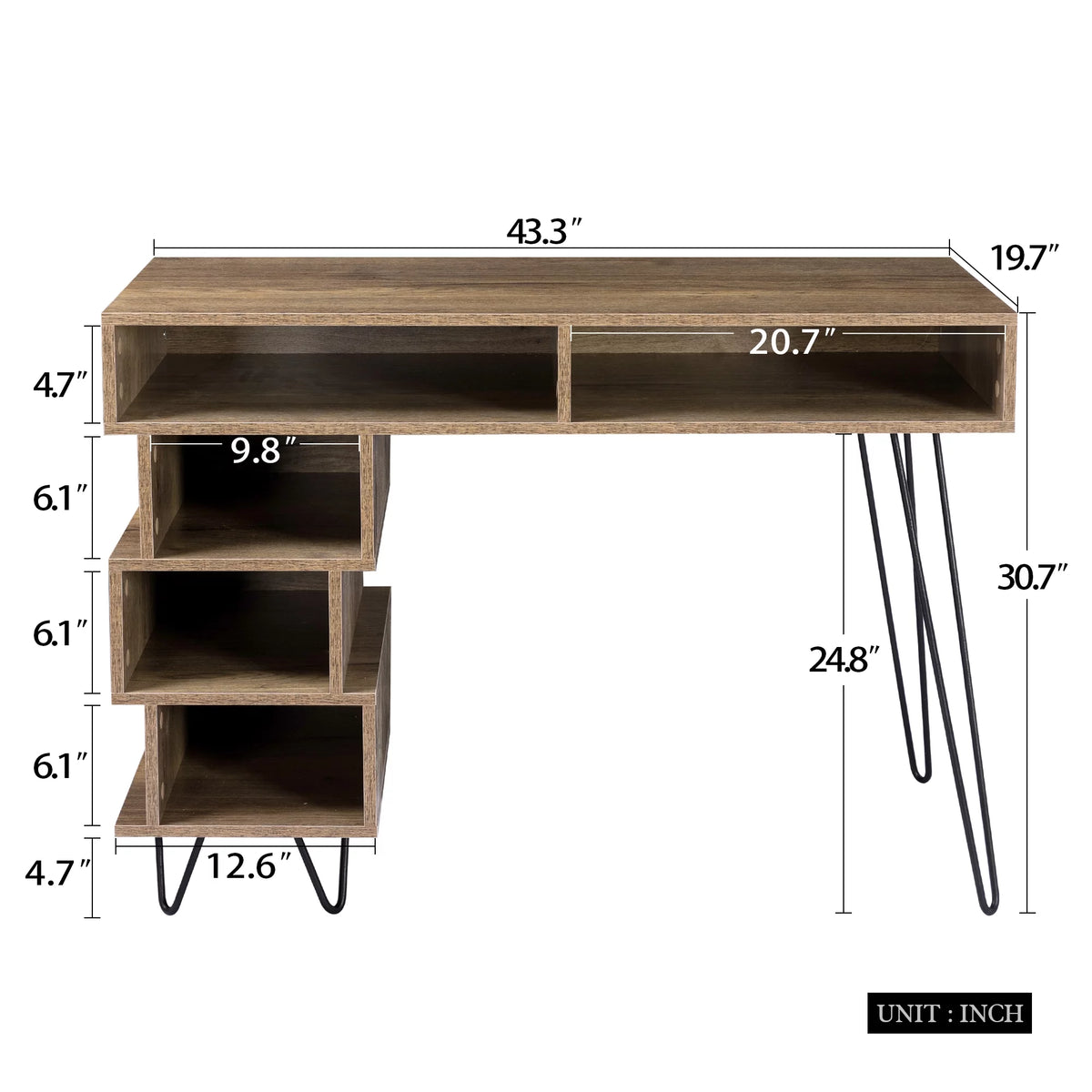 Brown Computer Desk with V-Shaped Iron Leg S86609