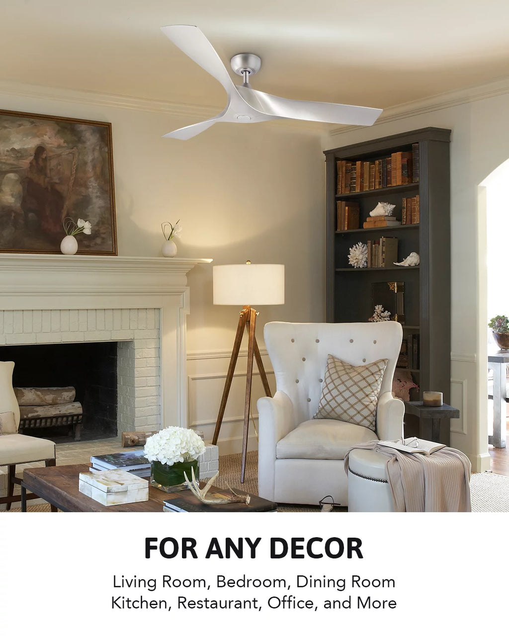 52" Farmhouse Ceiling Fan with Remote 6 Speeds Silver Y16025