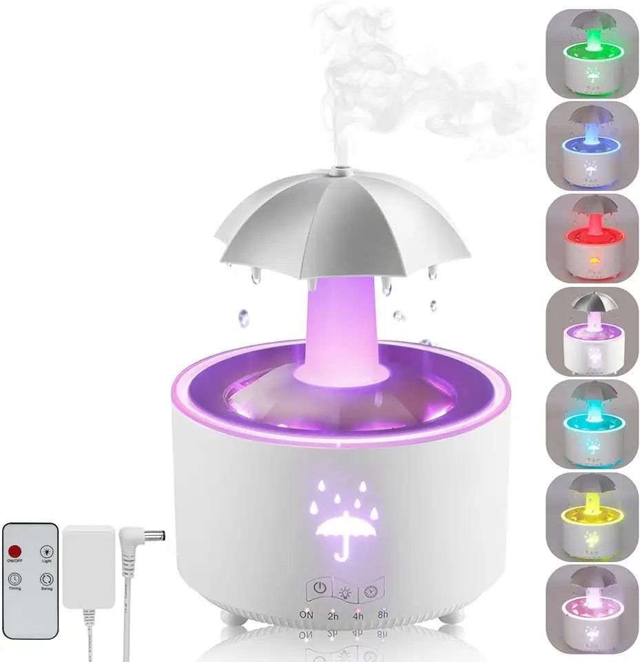 300ml White 7 Colors Led Rotating Umbrella Aromatherapy Diffuser S557126