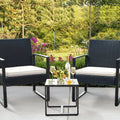 3 Pieces PE Rattan Bistro Chairs Set of 2 with Table T400899