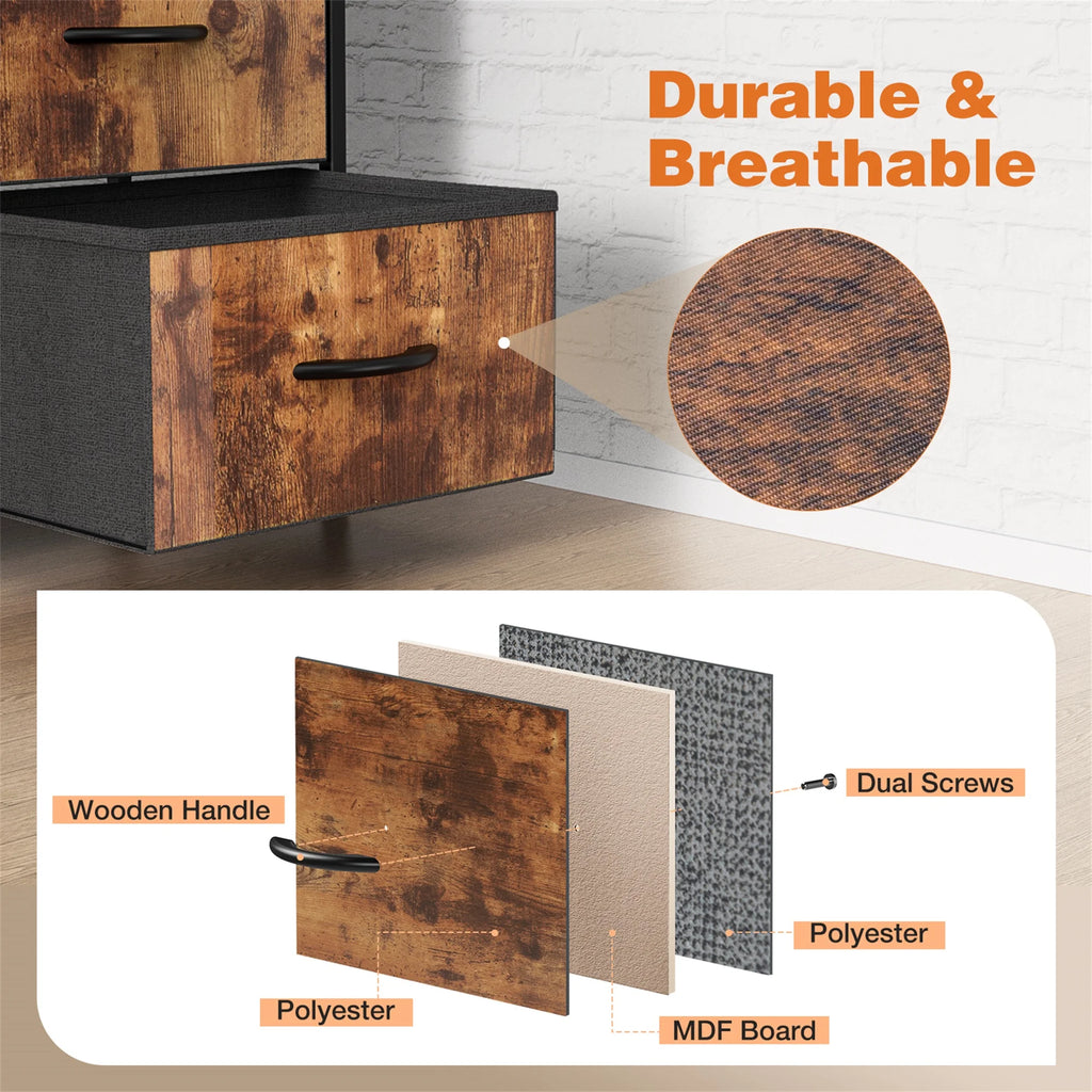 Brown 8 Fabric Drawer Dresser TV Stand C893548