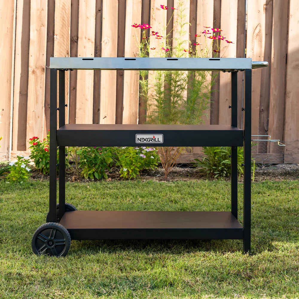 Stainless Steel Outdoor Food Prep Cart with Double Shelves G14853