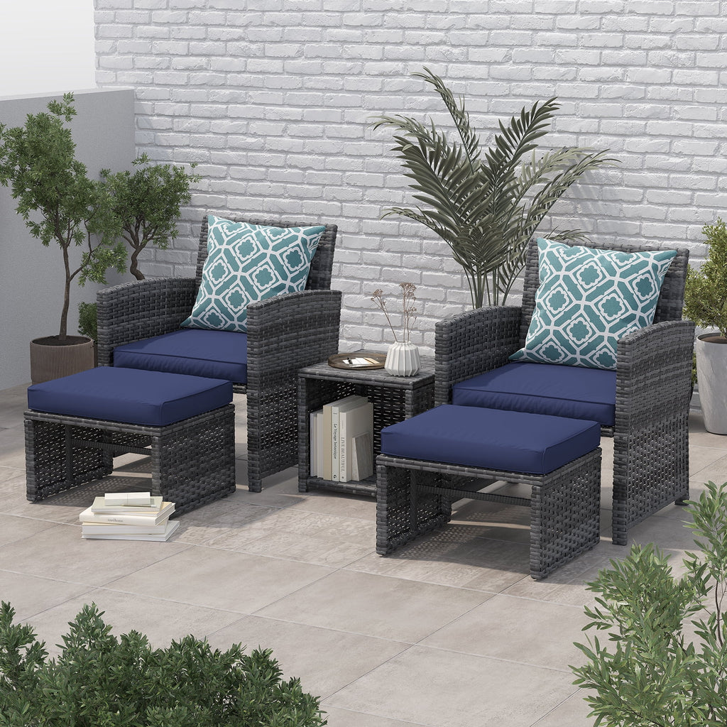5 Piece Wicker Patio Furniture Set with Coffee Table V6138