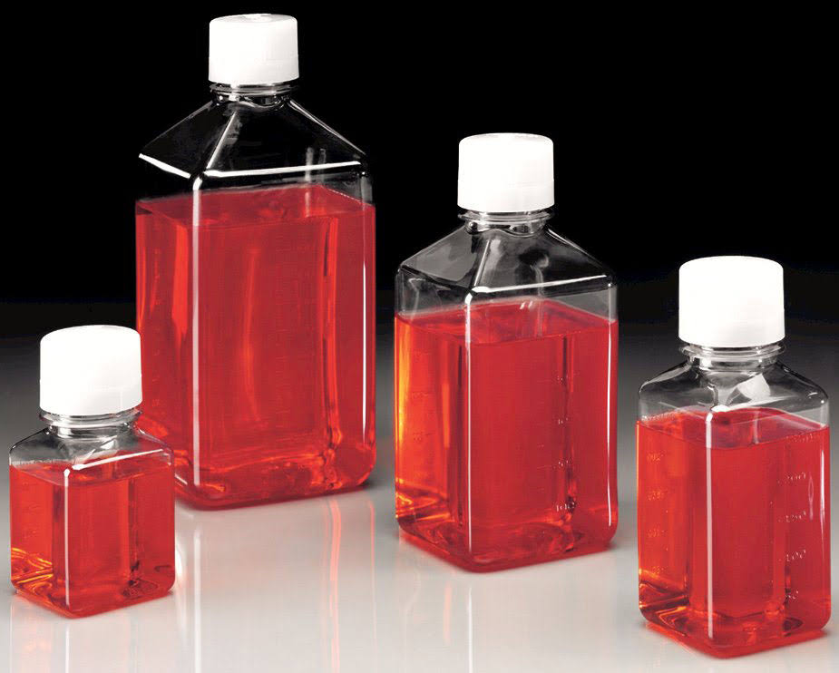 Sterile Graduated Square Media Bottle 1000 ml Case of 24 V22182
