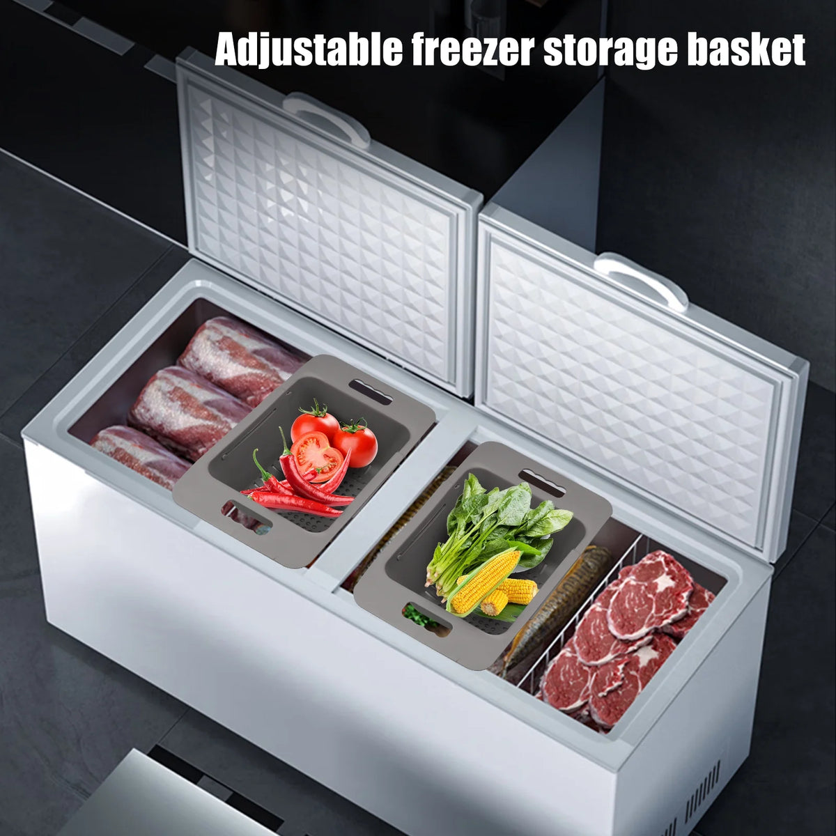 Adjustable Freezer Baskets with Handle A54364