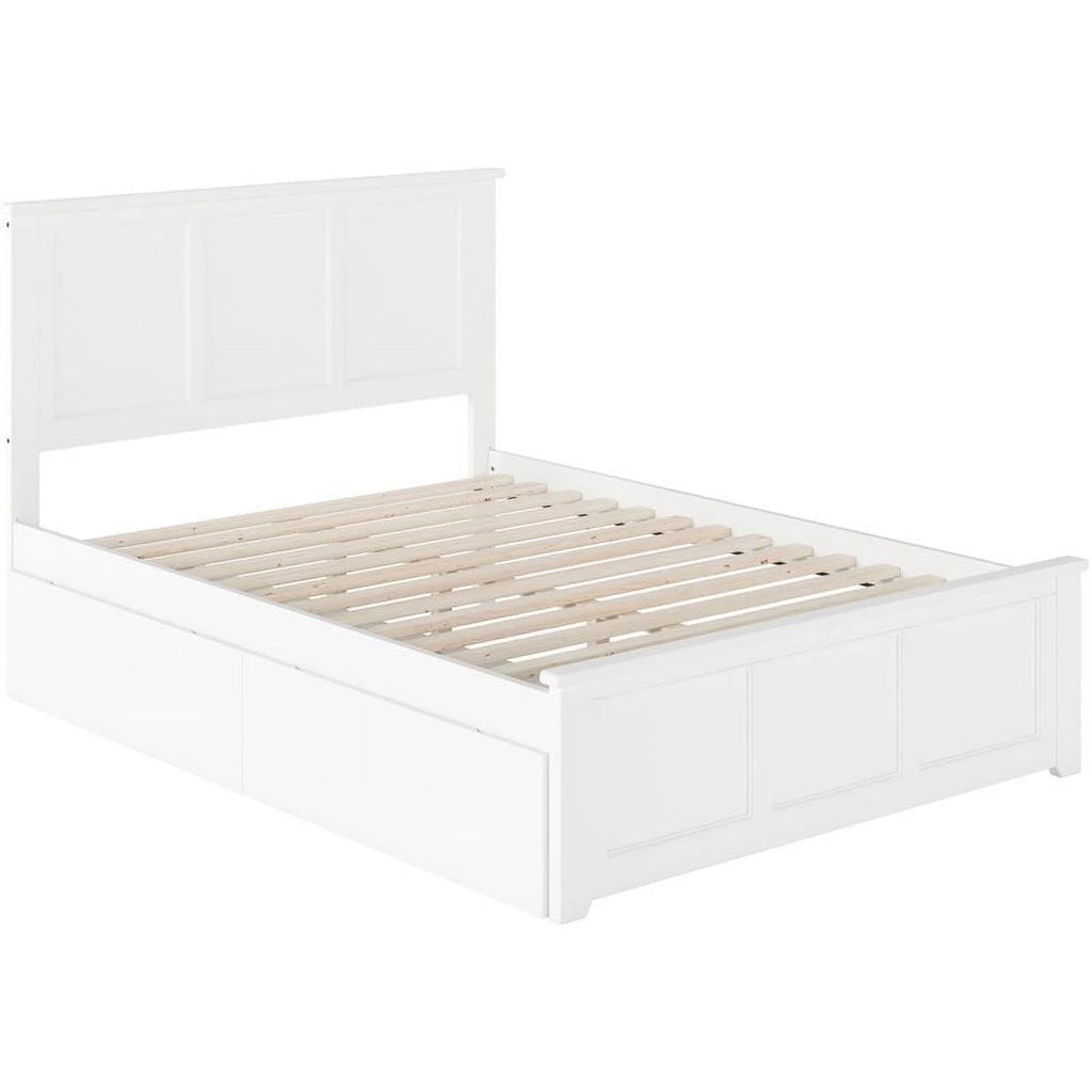 White Hardwood Storage Platform Bed U5732