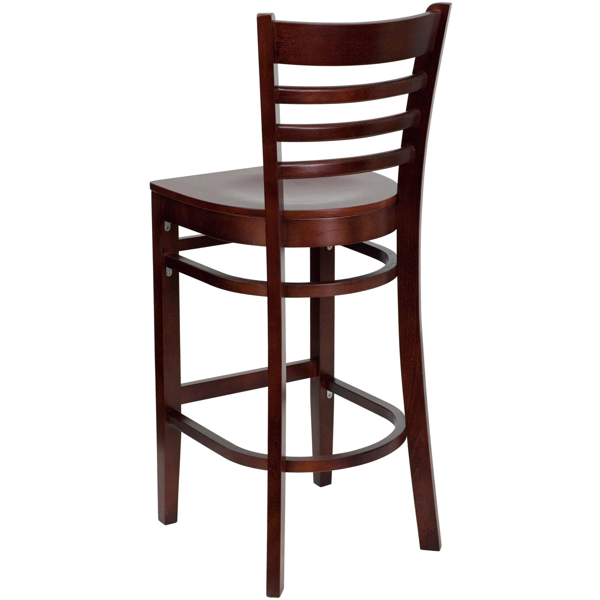 Walnut Wood Vertical Slat Back Wooden Barstool Q9889