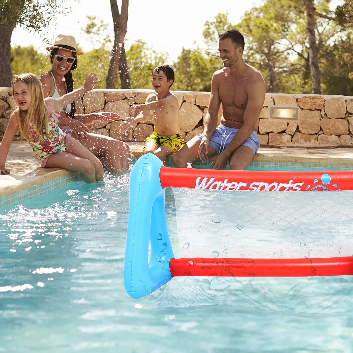 Inflatable Pool Float Set with Volleyball Net and Volleyballs Q103