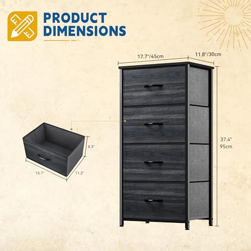 4 Drawer Fabric Dresser with Wooden Top K93132