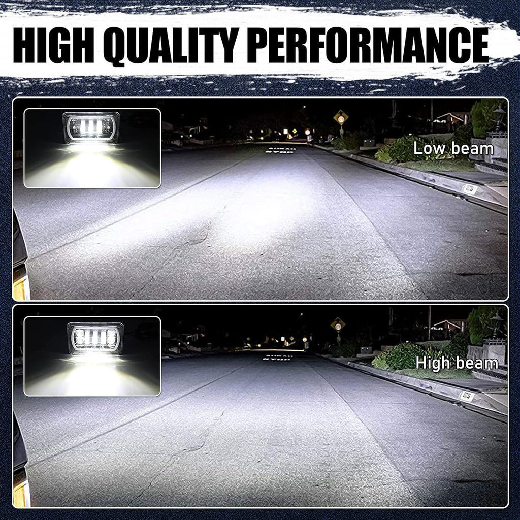 4x6 Led Headlight Halo White DRL Amber Turn Signal 2PC Pack D56531