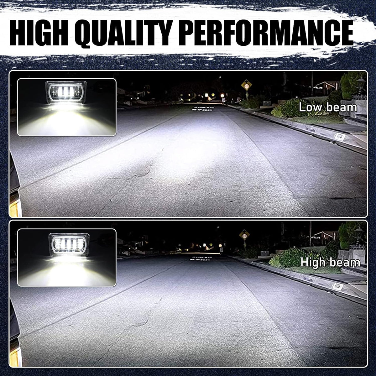 4x6 Led Headlight Halo White DRL Amber Turn Signal 2PC Pack D56531