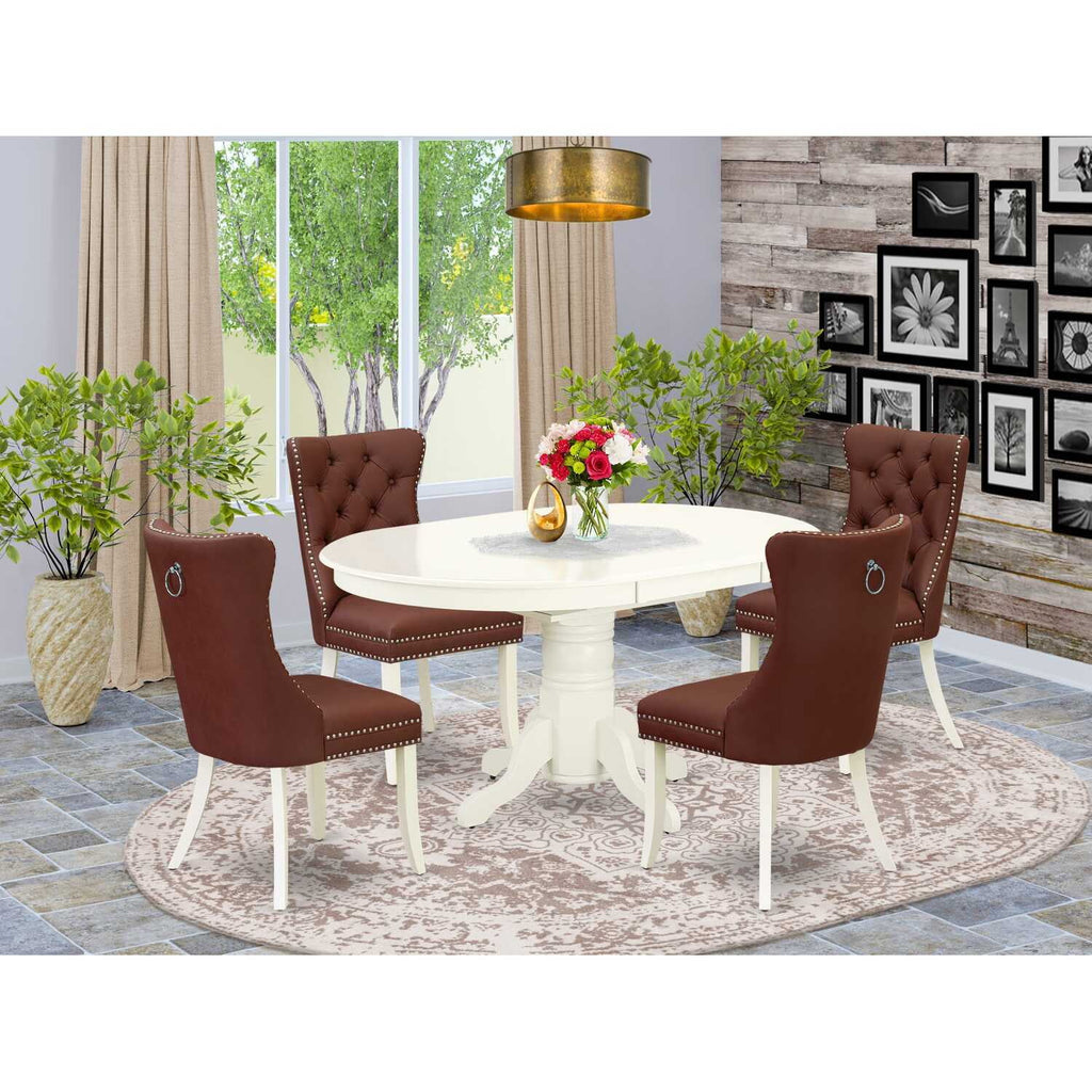5 Piece Oval Dining Table and 4 Upholstered Chairs A38061