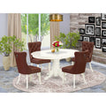 5 Piece Oval Dining Table and 4 Upholstered Chairs A38061