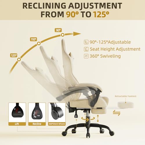 Green Velvet Ergonomic Gaming Chair with Footrest and Massage Lumbar Cushion V619171