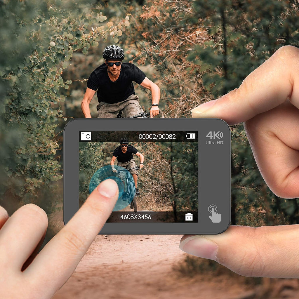 4K 60FPS 20MP Waterproof Action Camera with Touch Screen and 2 Batteries N778806