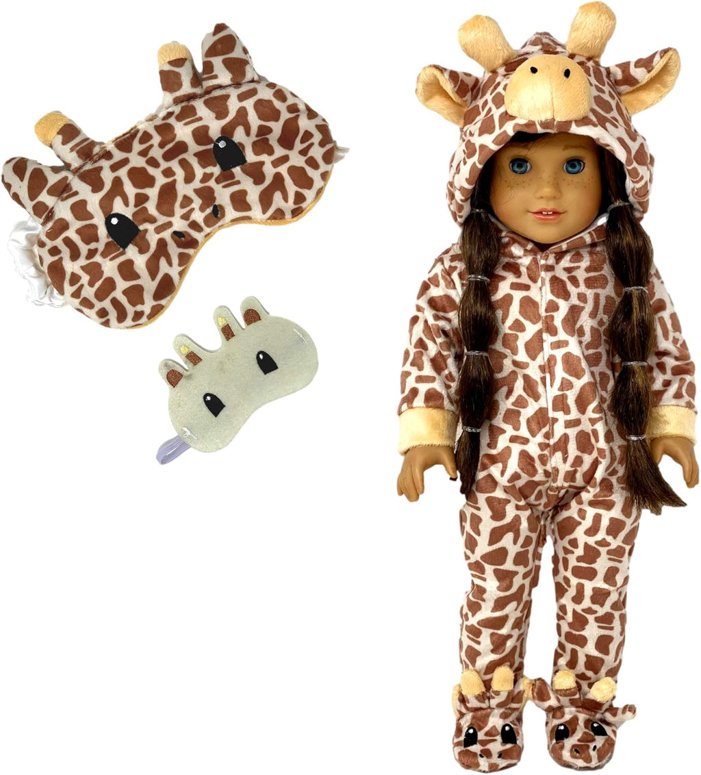 Panda Onesie Pajama with Matching Sleepover Masks for 18 inch Dolls C762