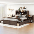 Full Size Wood Storage Bed with Bookcase Headboard and Trundle S8109