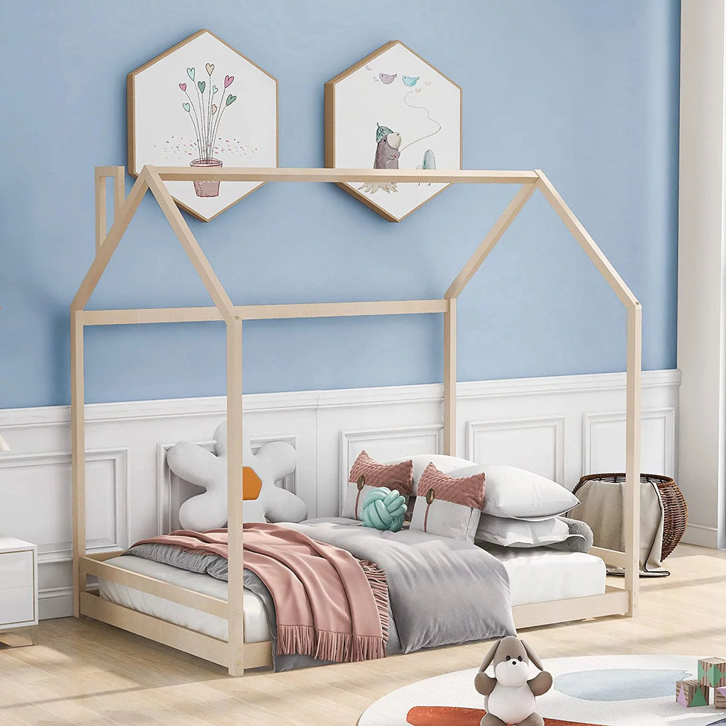 Full Size Wood House Bed for Kids P366