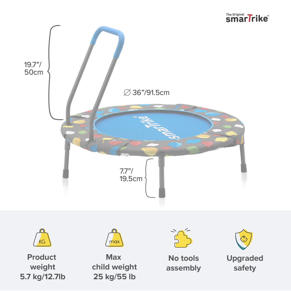 36-inch Indoor Folding Trampoline with Handlebar T486588