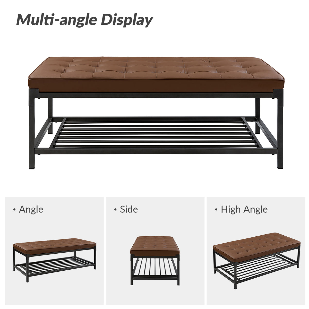Camel Leather Storage Ottoman Coffee Table D617983