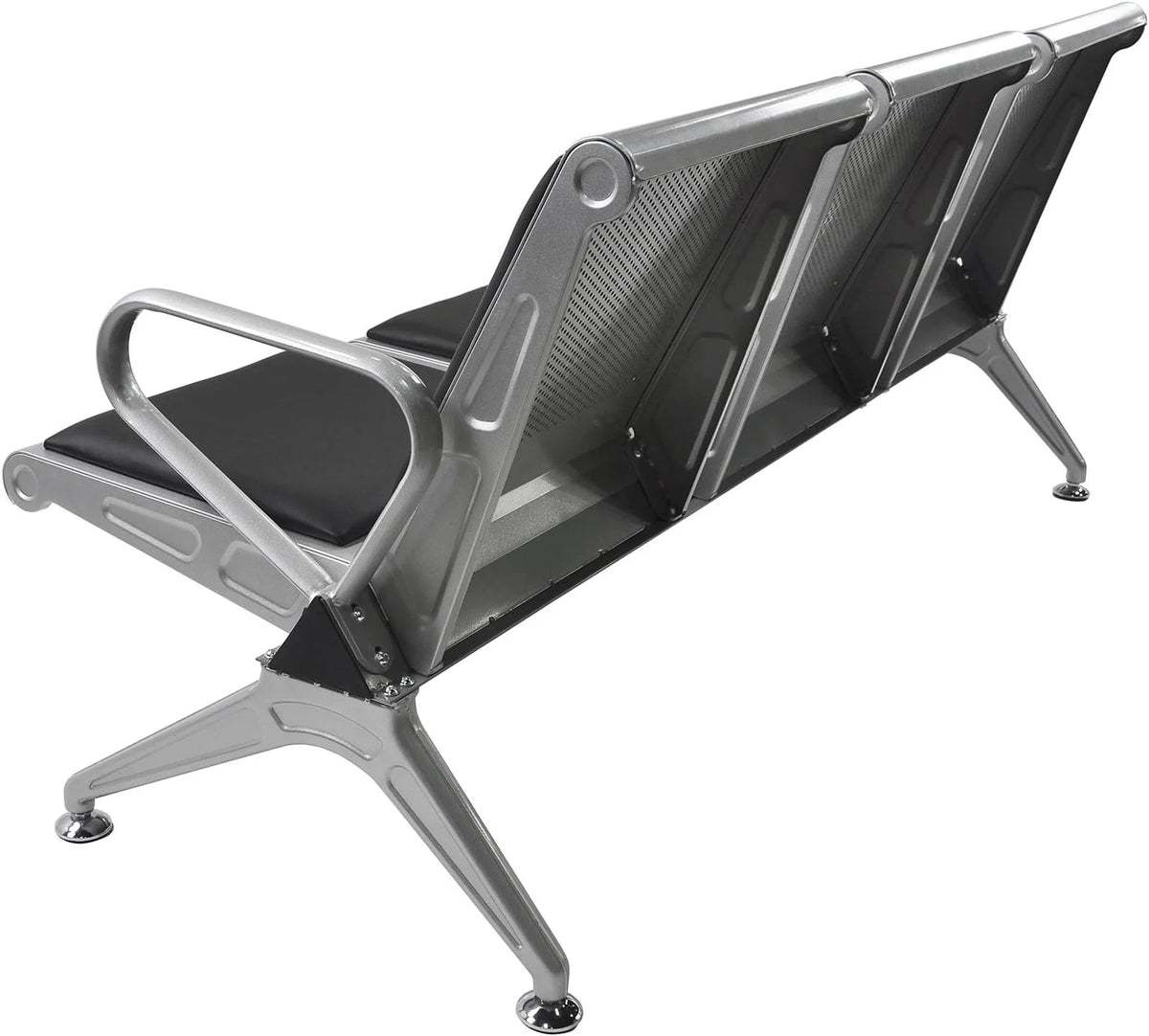 3-Seat Waiting Room Bench with Black PVC Cushion R3916